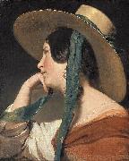 Maiden with a Straw Hat, Friedrich von Amerling